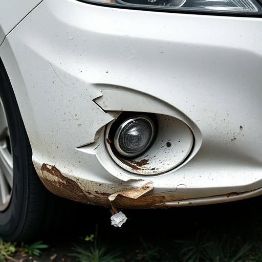 damaged car bumper