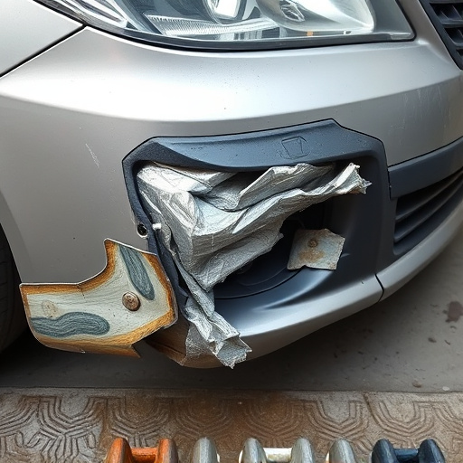 damaged car bumper