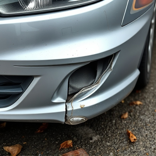 damaged car bumper