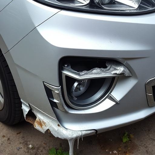 damaged car bumper