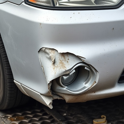 damaged car bumper