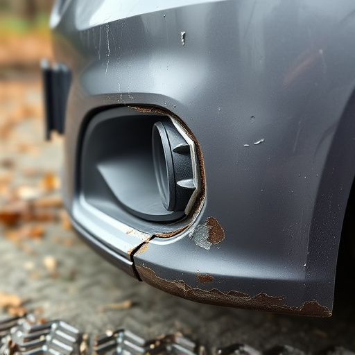 damaged car bumper