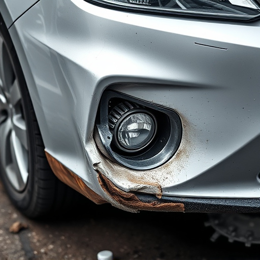 damaged car bumper