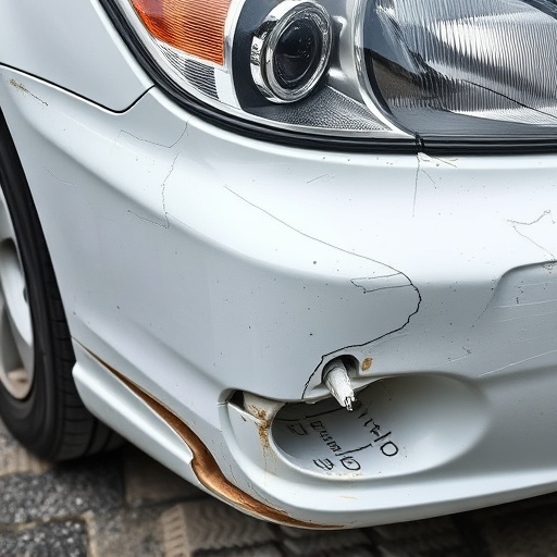 damaged car bumper