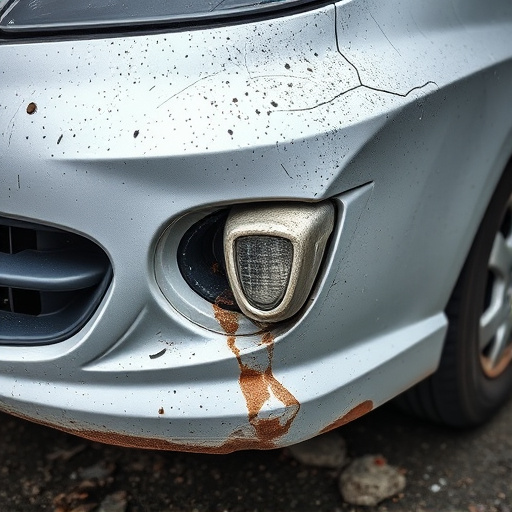 damaged car bumper