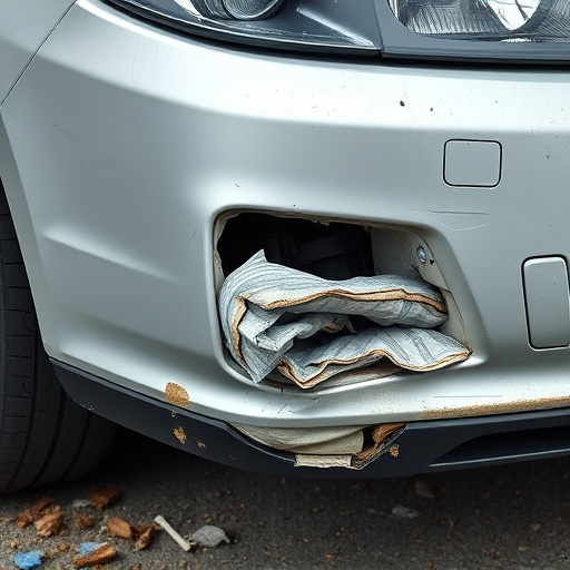 damaged car bumper