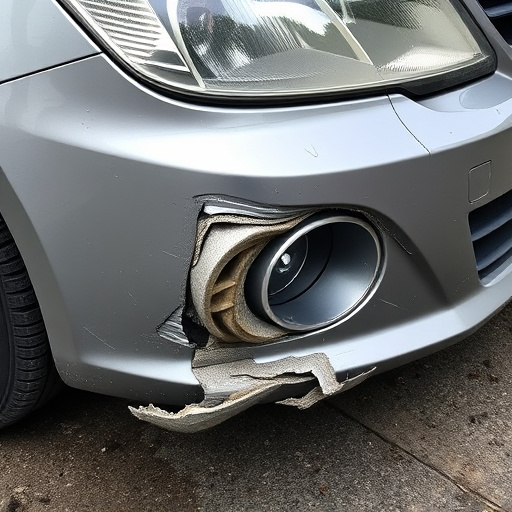 damaged car bumper