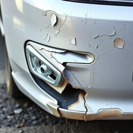 damaged car bumper