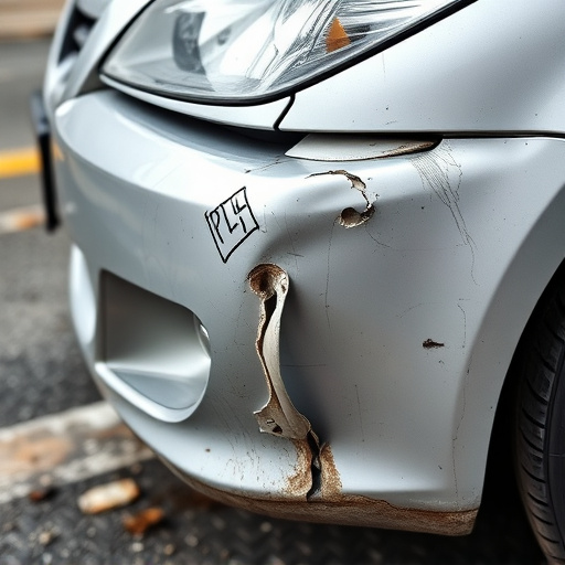 damaged car bumper