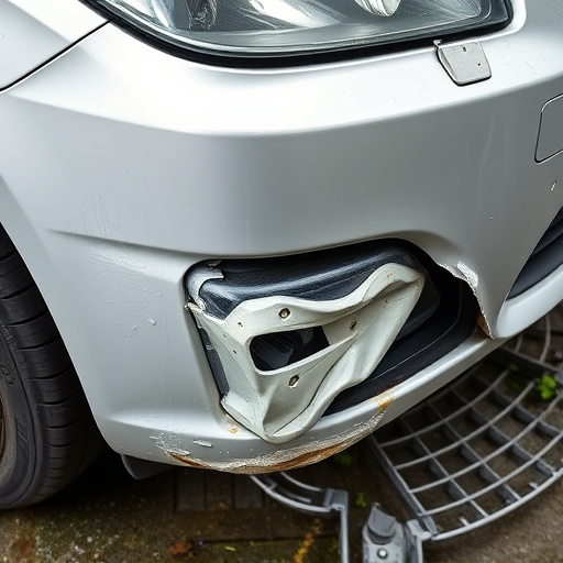 damaged car bumper