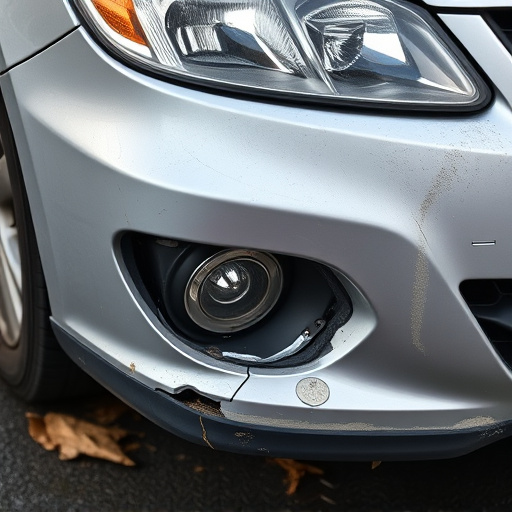 damaged car bumper