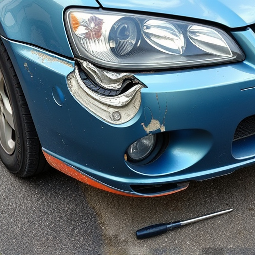 damaged car bumper