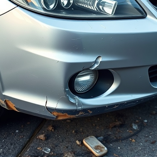 damaged car bumper
