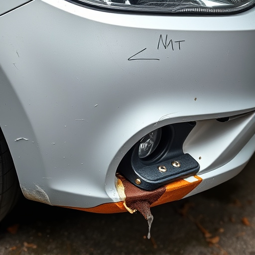 damaged car bumper