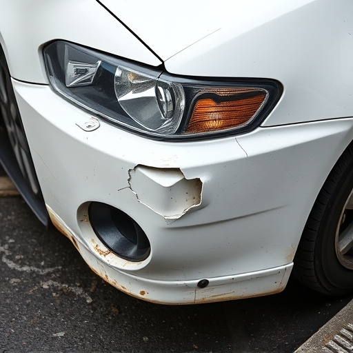 damaged car bumper