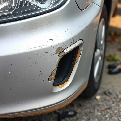 damaged car bumper