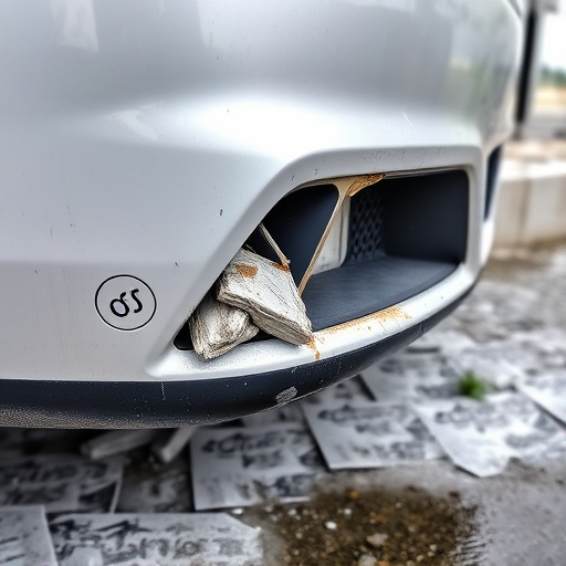 damaged car bumper