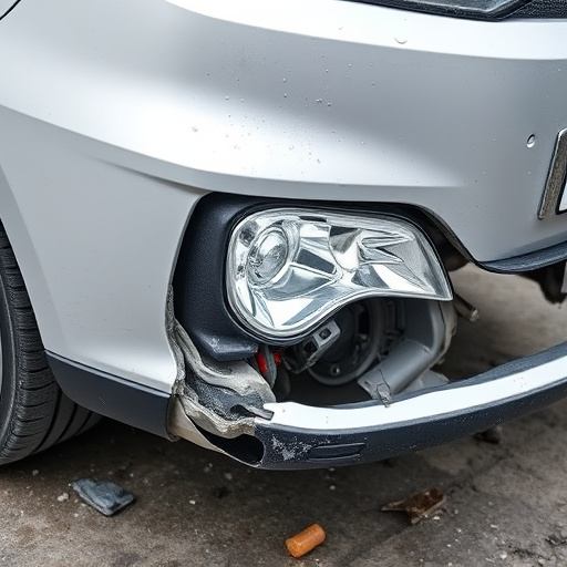 damaged car bumper