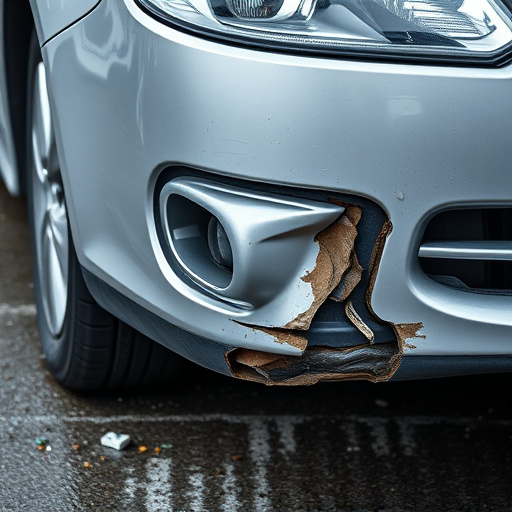 damaged car bumper