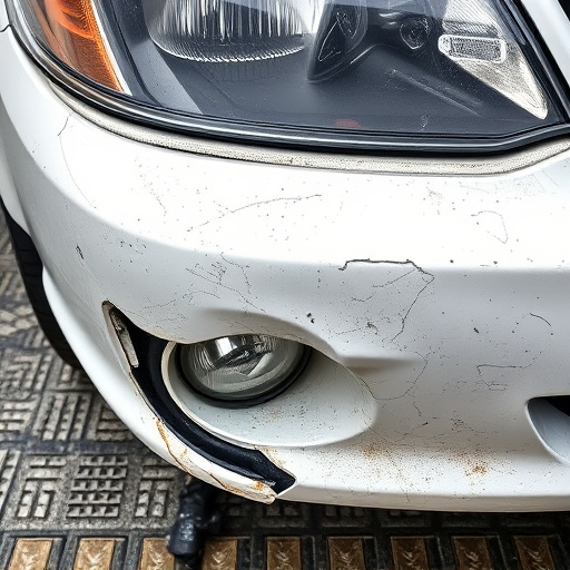 damaged car bumper