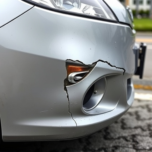 damaged car bumper