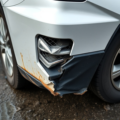damaged car bumper