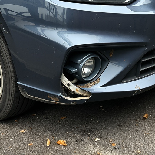 damaged car bumper