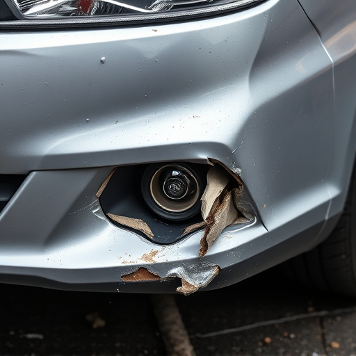 damaged car bumper
