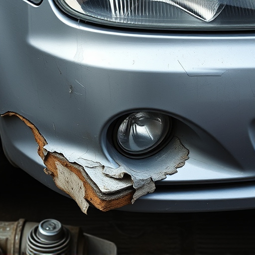 damaged car bumper
