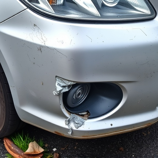 damaged car bumper