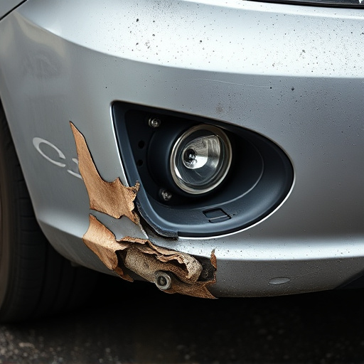 damaged car bumper