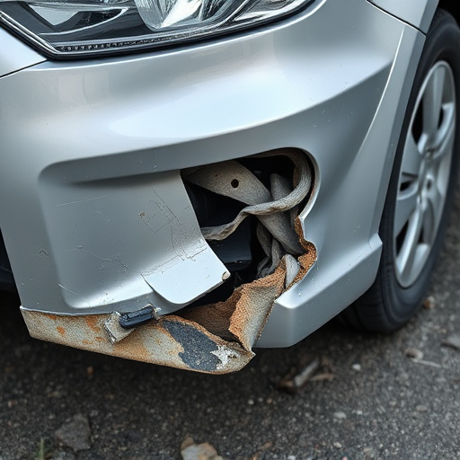 damaged car bumper