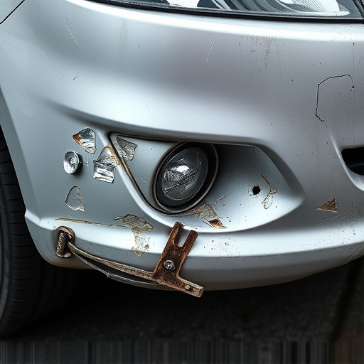 damaged car bumper