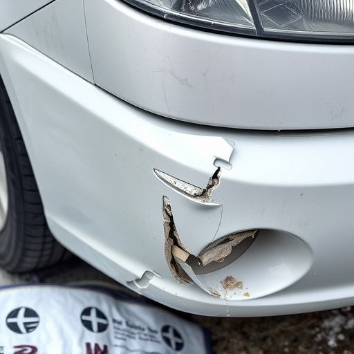 damaged car bumper