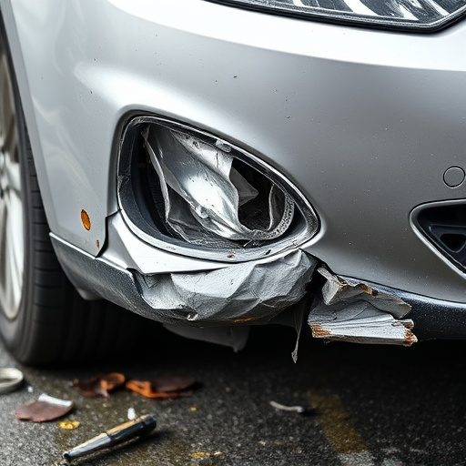 damaged car bumper