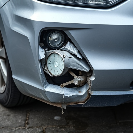 damaged car bumper
