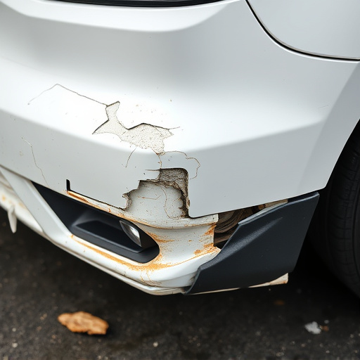 damaged car bumper