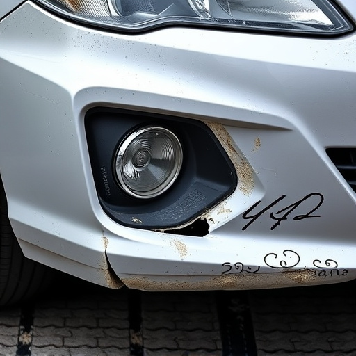 damaged car bumper