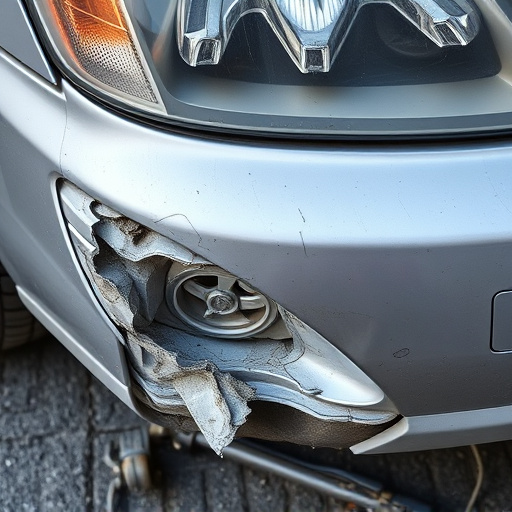 damaged car bumper