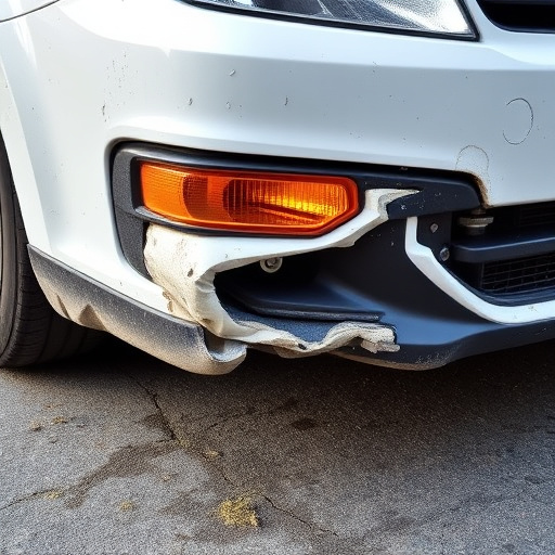 damaged car bumper
