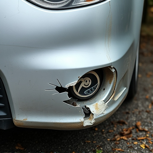 damaged car bumper