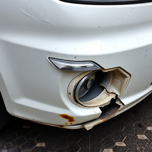 damaged car bumper
