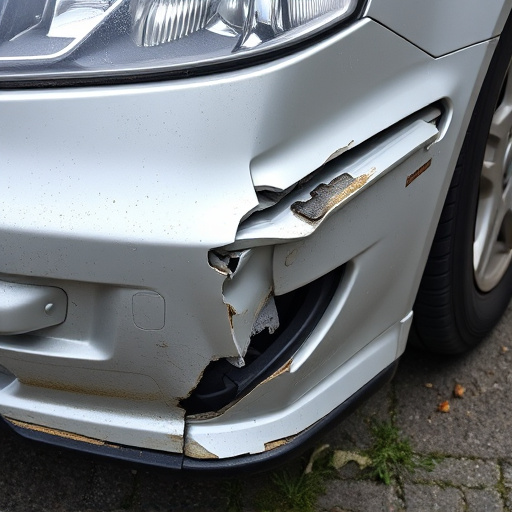damaged car bumper