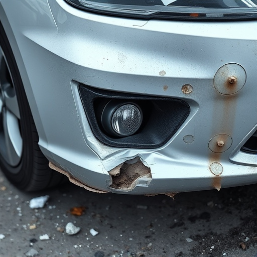 damaged car bumper