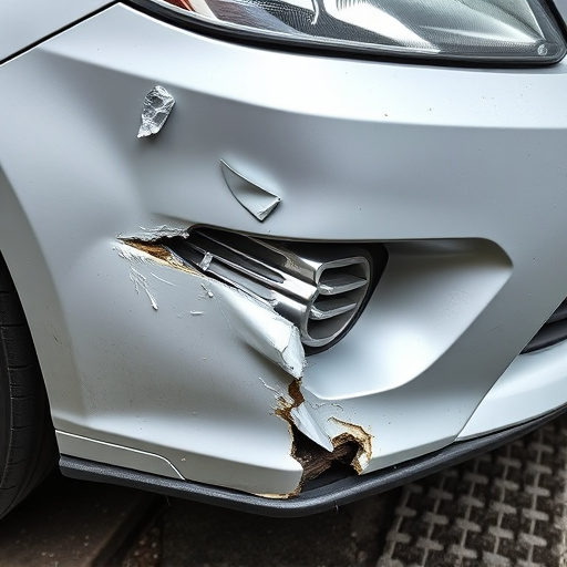 damaged car bumper