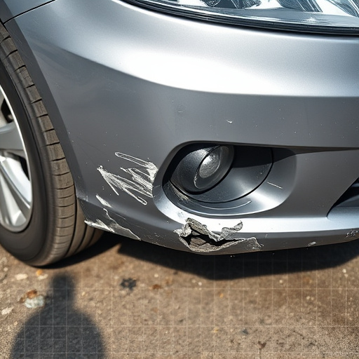 damaged car bumper