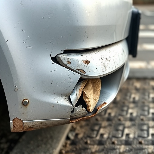 damaged car bumper