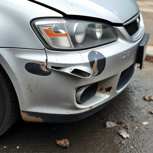 damaged car bumper