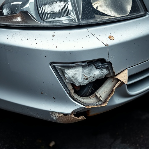 damaged car bumper