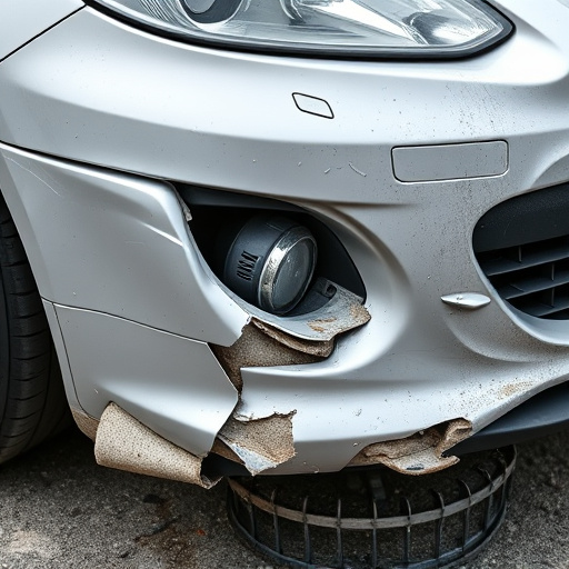 damaged car bumper
